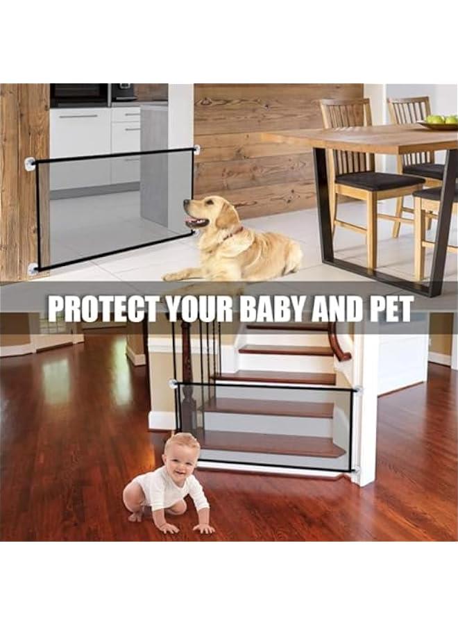 Retractable Baby Gates for Stairs, Extends up to 43.37 (110cm) Wide Fabric Dog Gate for The House, 28.34 Tall Safety Child Gates for Doorways,Pet Door Indoor  Outdoor,Black - Image 3