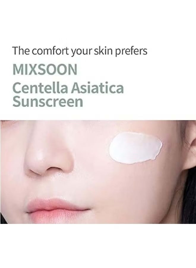 مكس سون Centella Asiatica Suncream 1.76 أوقية / 50 غرام  واقي شمسي كيميائي 100٪ SPF 50 + PA + + + + + + ، بدون صب أبيض ، واقي شمسي خفيف الوزن لجميع أنواع البشرة  EWG الأخضر ، خالي من العطور - Image 4