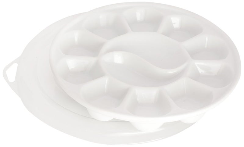 Jack Richeson 420715 Porcelain Palette 12 Well Round with Plastic Cover - Image 1