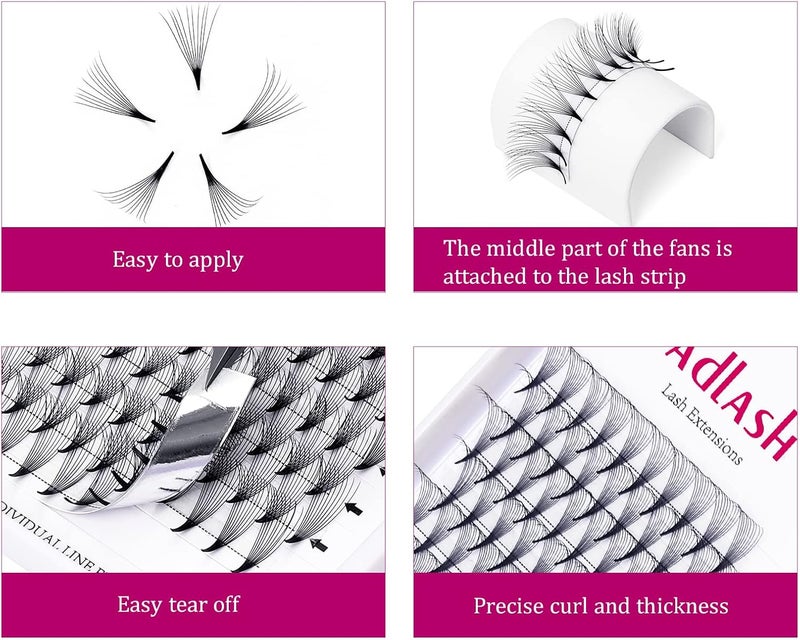 FADLASH Premade Fans 10D 0.07 Volume Lash Extensions D Curl 12mm Premade Volume Eyelash Extensions Short Stem Premade Lash Fans (10D-0.07-D, 12mm) - Image 5