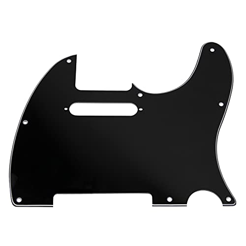 Yootones 8 Hole Tele Guitar Pickguard Scratch Plate Compatible with USA/Mexican Fender Telecaster (3Ply Black) - Image 1