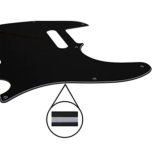 Yootones 8 Hole Tele Guitar Pickguard Scratch Plate Compatible with USA/Mexican Fender Telecaster (3Ply Black) - Image 3