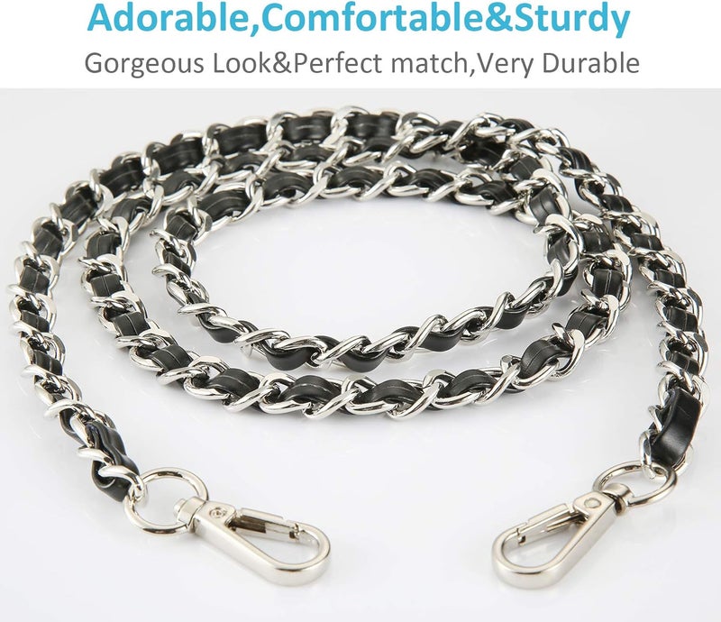 UTreers Purse Chain Strap Crossbody Bag Chains Strap Handbag Chain Replacement Leather Chain Straps 47.2" - Image 2