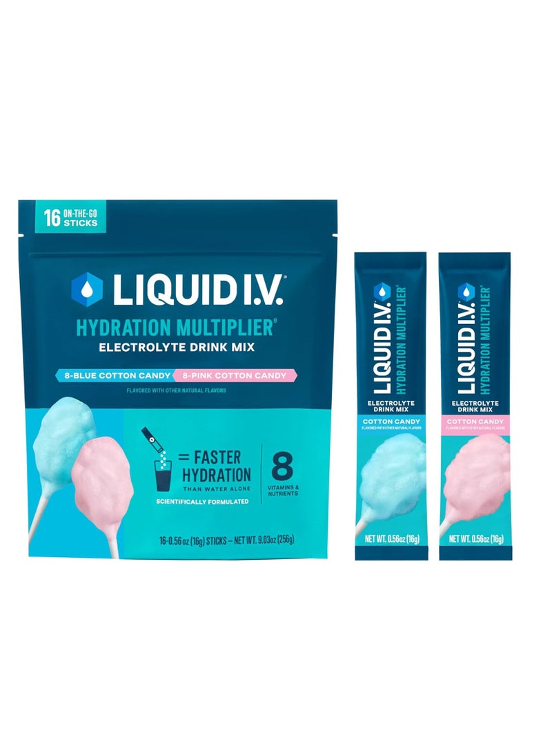 ليكويد آي.في. مزيج مشروب مسحوق الإلكتروليت المضاعف للترطيب بنكهة حلوى القطن 9.03 أونصة (16 حصة) - Image 1