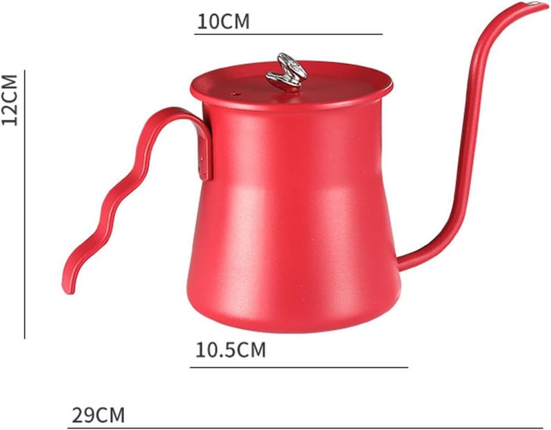 Stainless Steel Coffee Pot Espresso Kettle Control Rust Proof Long Narrow Spout Coffee Pitcher Tea Pot for Travel Home, Red - Image 3