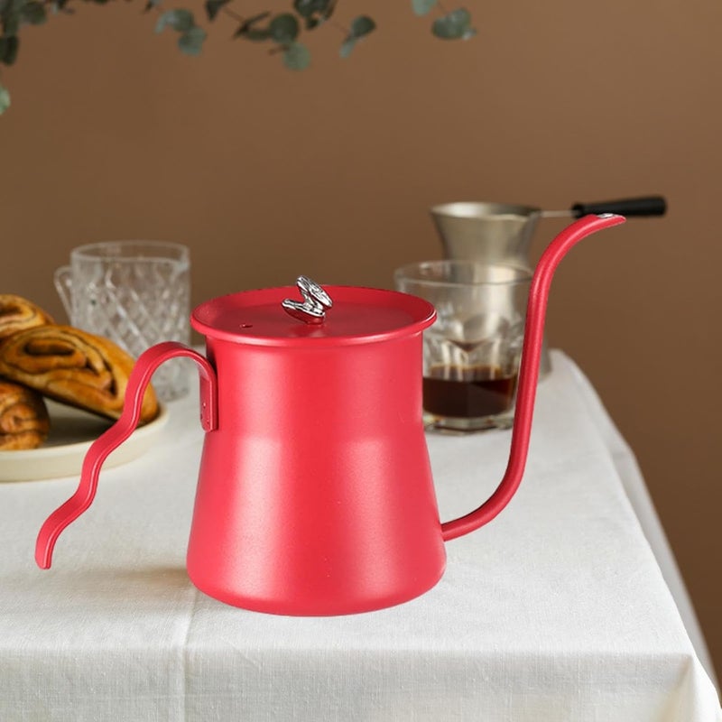 Stainless Steel Coffee Pot Espresso Kettle Control Rust Proof Long Narrow Spout Coffee Pitcher Tea Pot for Travel Home, Red - Image 4