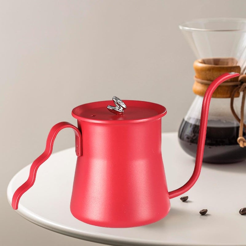 Stainless Steel Coffee Pot Espresso Kettle Control Rust Proof Long Narrow Spout Coffee Pitcher Tea Pot for Travel Home, Red - Image 5