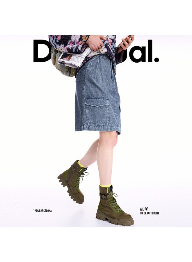 DESIGUAL A-Line Blue Corduroy Washed Multi-Pocket Skirt, Autumn/Winter 2025 Collection - Image 4