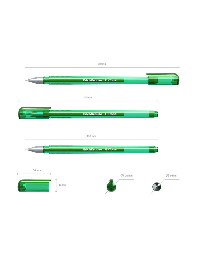 Gel ink pen G-Tone Stick Original 0.5, ink color: green (box 12 pcs.)