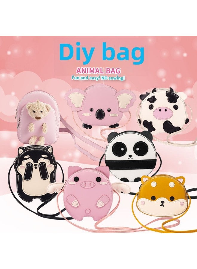 الإبداعية DIY حقيبة مخيط يدويا المواد صنع حقيبة ساعي حقيبة الظهر لطيف الكرتون حقيبة منسوجة هدية-اللون: 81688C-DIY أكياس-الباندا - Image 2