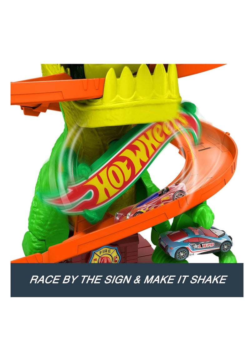 Hot Wheels ​Hotwheels Toy Car Track Set - T-Rex Blaze Battle Playset  - Image 3