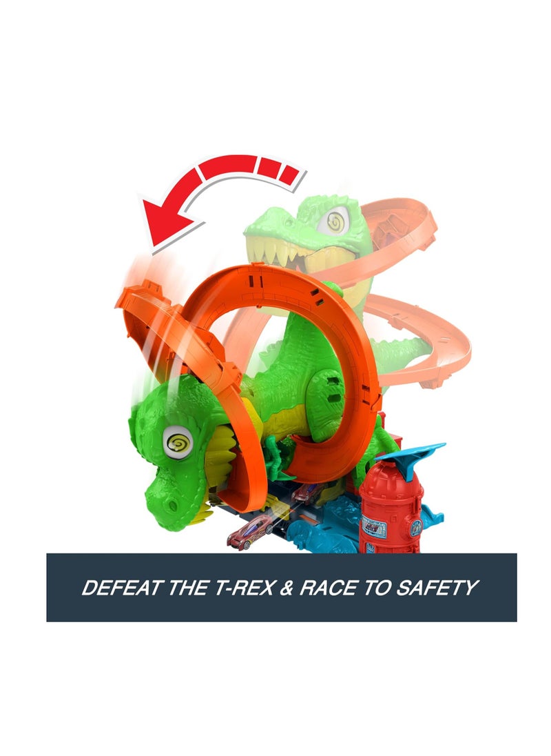 Hot Wheels ​Hotwheels Toy Car Track Set - T-Rex Blaze Battle Playset  - Image 4