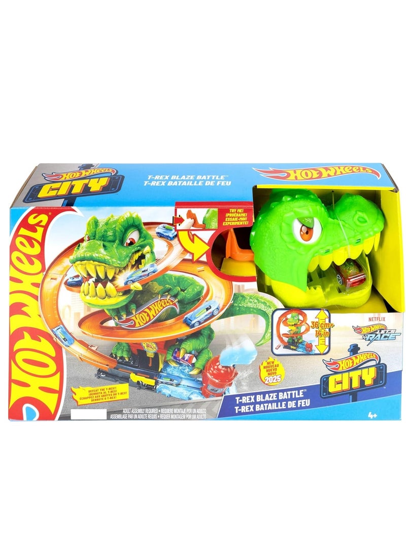 Hot Wheels ​Hotwheels Toy Car Track Set - T-Rex Blaze Battle Playset  - Image 5
