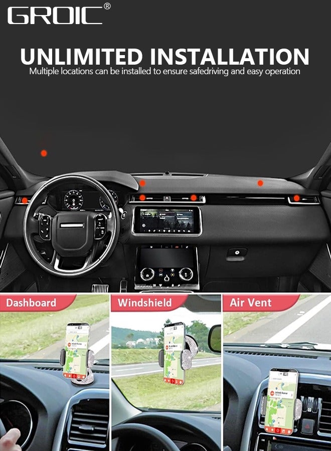 GROIC Dashboard Phone Holder Bling Phone Mount for Car,Car phone holder Mount with One More Air Vent Base,Phone Holder Car Accessories,Universal Car Phone Holder Mount for Windshield and Air Vent,White - Image 5