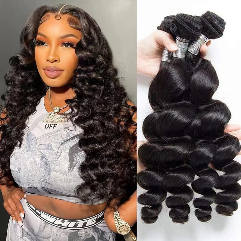 Beauty Queen Loose Wave Human Hair Bundles 18 18 18 Inch 100 Unprocessed 16A Brazilian Virgin Human Hair 3 Bundles Human Hair Weave Full And Thick Hair Extensions Natral Black