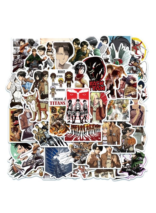 50-Piece Anime Attack On Titan Cartoon Waterproof Sticker Set - Image 2
