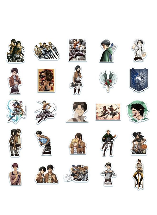 50-Piece Anime Attack On Titan Cartoon Waterproof Sticker Set - Image 4