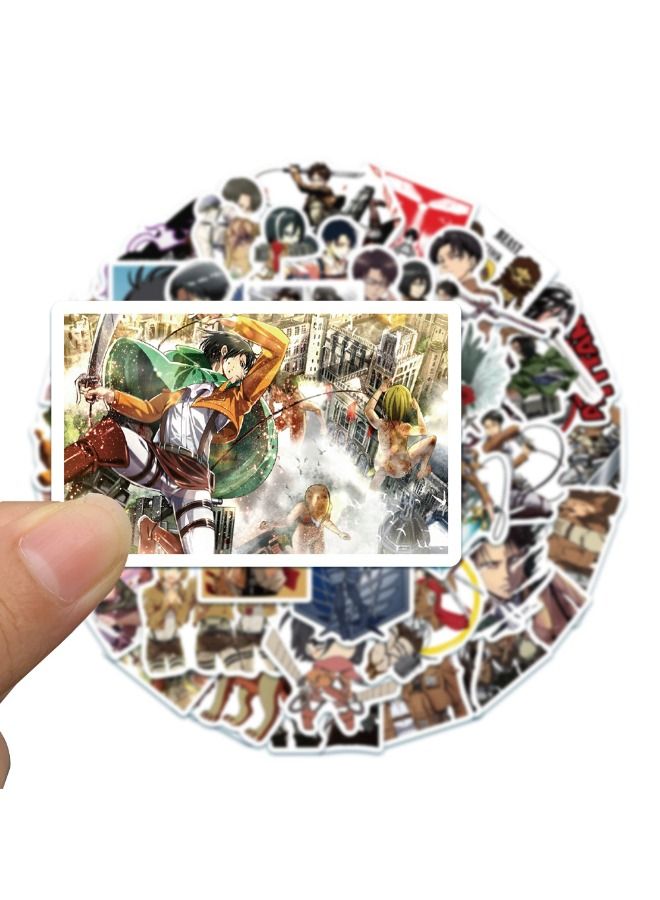 50-Piece Anime Attack On Titan Cartoon Waterproof Sticker Set - Image 5