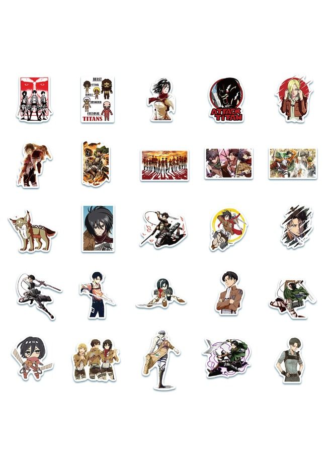 50-Piece Anime Attack On Titan Cartoon Waterproof Sticker Set - Image 3