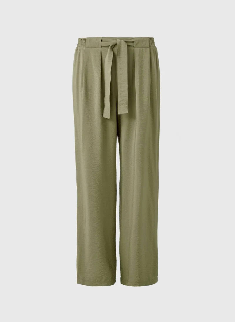 ماتلان Khaki Tie Waist Wide Leg Trousers