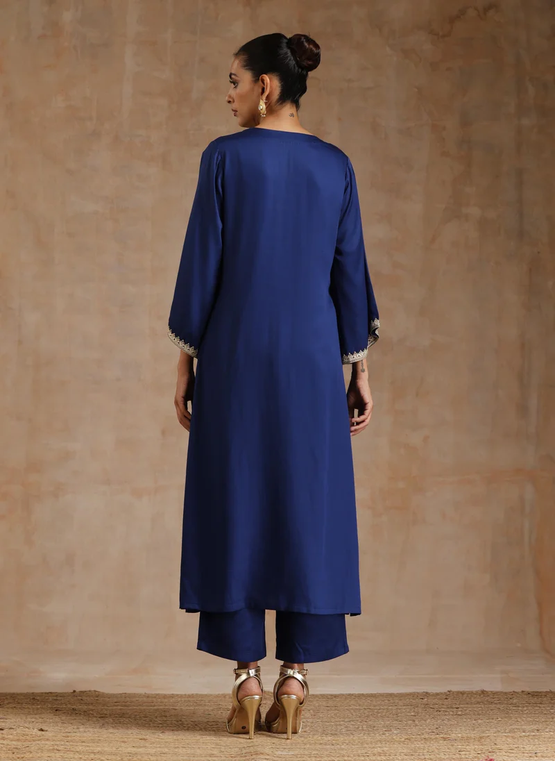 trueBrowns Midnight Blue Relax Kurta Set