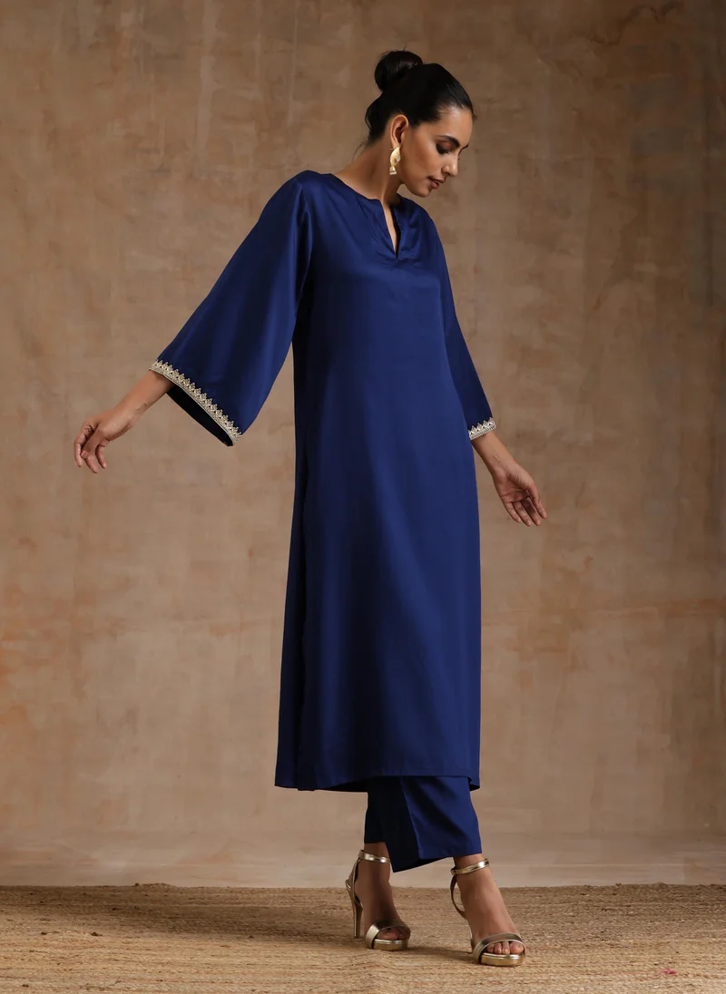 trueBrowns Midnight Blue Relax Kurta Set