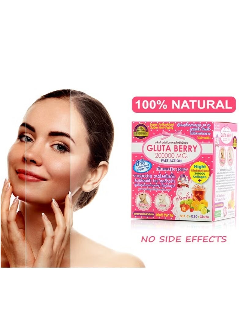 Generic Gluta Berry 200000 mg Whitening & Anti-Acne Drink – Collagen + Glutathione + CoQ10 – 15 Sachets - Image 2