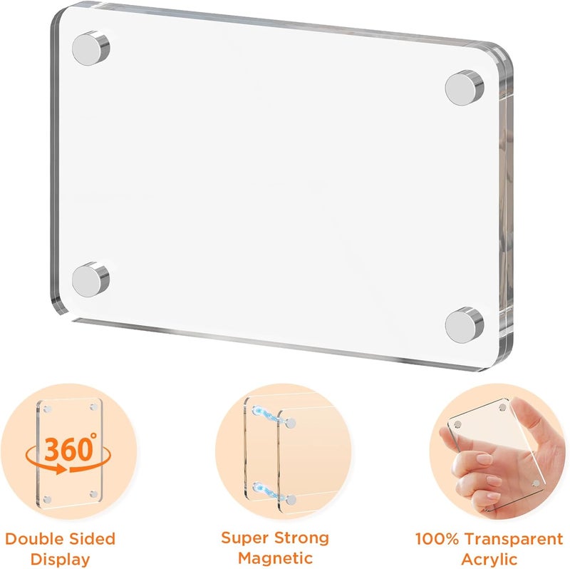 Dooiclear 8 Pack Acrylic Magnetic Picture Frame for Fridge, 2.36x3.54 Inch Polaroid Frame for Refrigerator, Clear Instax Photo Frames, Mini Picture Magnet Frames for Home, School, Office - Image 3