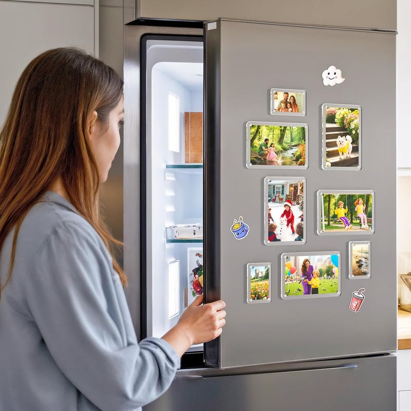 Dooiclear 8 Pack Acrylic Magnetic Picture Frame for Fridge, 2.36x3.54 Inch Polaroid Frame for Refrigerator, Clear Instax Photo Frames, Mini Picture Magnet Frames for Home, School, Office - Image 5