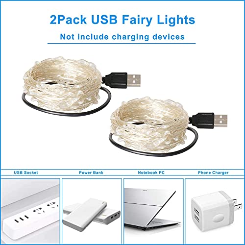 MIRADH Fairy Lights USB Powered String Lights 3M, 30 Led Christmas Lights Fairy String Lights for Decoration (Blue, Pack of 2)(Metal) - Image 2