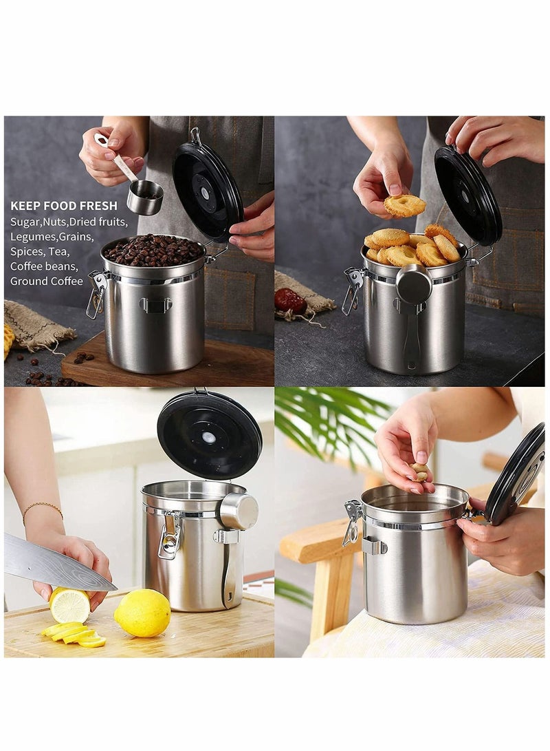 Airtight Coffee Canister Stainless Steel Container Food Storage with Date Tracker and Scoop for Beans Grounds Sugar Tea Flour Cereal 16OZ - Image 4