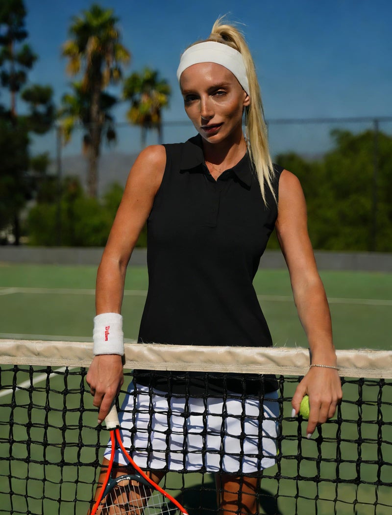 COOrun Tennis Shirts for Women Sleeveless Button Up Golf Shirt Lightweight UPF 50+ Athletic Polo Top - Image 5