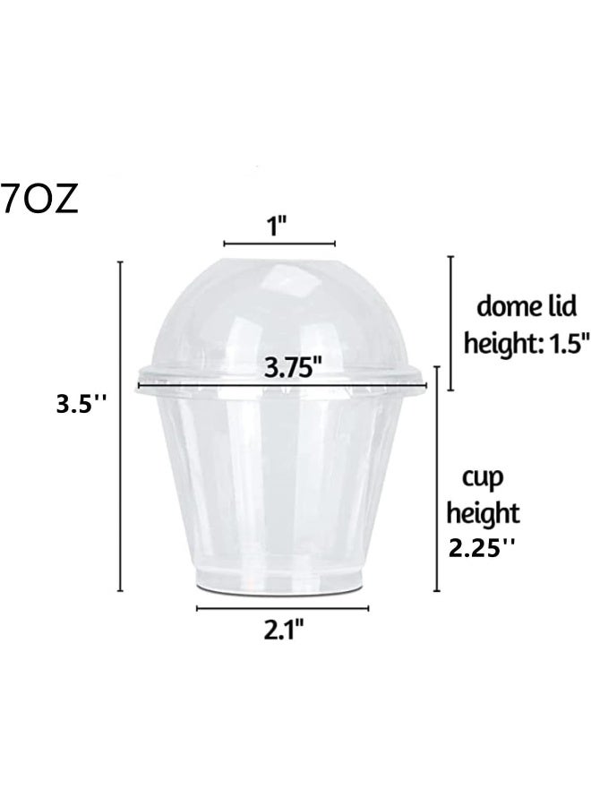 FUFU FUFU 7 oz Clear Plastic Cups with Lids – (50 Sets) Parfait Cups with Dome Lids, Plastic Fruit Cups with Lids, PET Disposable Party Cups for Dessert/Pudding/Ice Cream/Cupcake/Snack, No leaking (7oz)  - Image 2