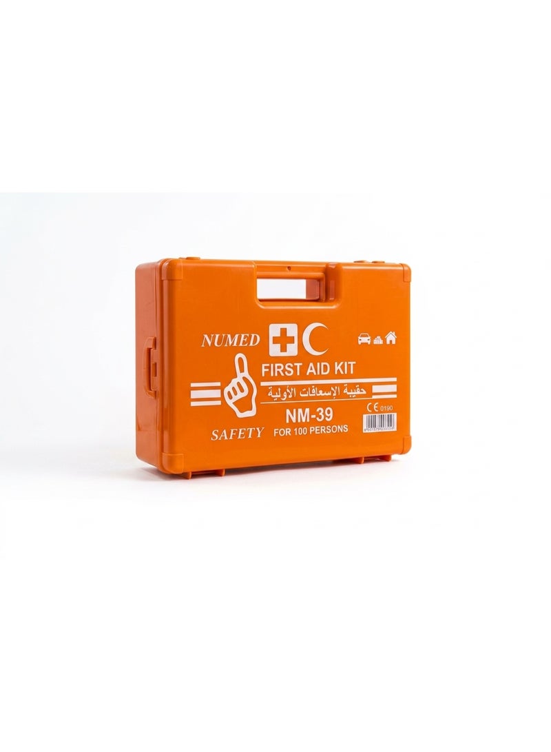 Numed ABS First Aid Box for 100 People NM-39 | European Safety Standard | High Visibility Orange - Image 1