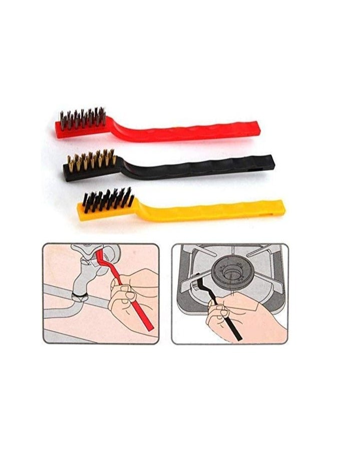 مجموعة فرش/ ادوات تنظيف سلكية صغيرة بشعيرات من النحاس والنايلون والستانلس ستيل والحديد للسيارة والمطبخ وبوتاجاز الغاز من 3 قطع - Image 2