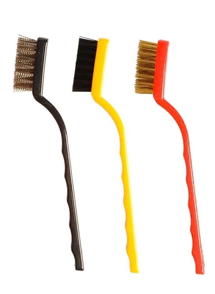 مجموعة فرش/ ادوات تنظيف سلكية صغيرة بشعيرات من النحاس والنايلون والستانلس ستيل والحديد للسيارة والمطبخ وبوتاجاز الغاز من 3 قطع - Image 4