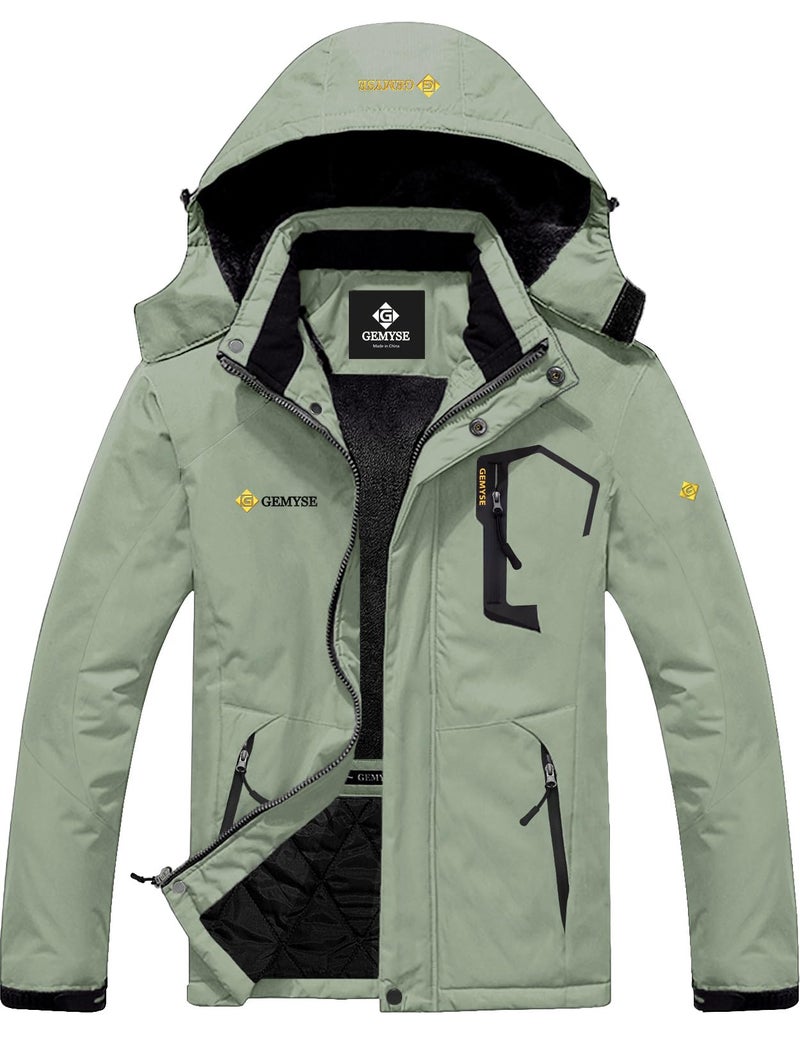 GEMYSE Men's Mountain Waterproof Ski Snow Jacket Winter Windproof Rain Jacket(Jadeite Green,Large) - Image 1