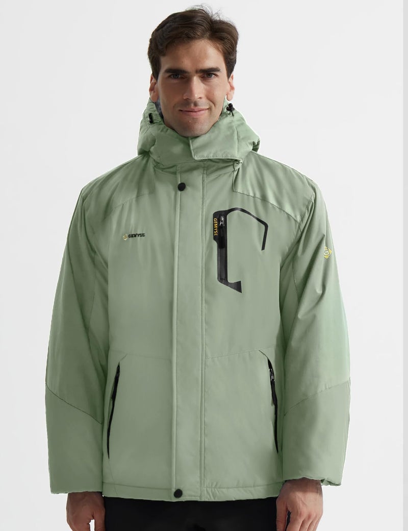 GEMYSE Men's Mountain Waterproof Ski Snow Jacket Winter Windproof Rain Jacket(Jadeite Green,Large) - Image 2