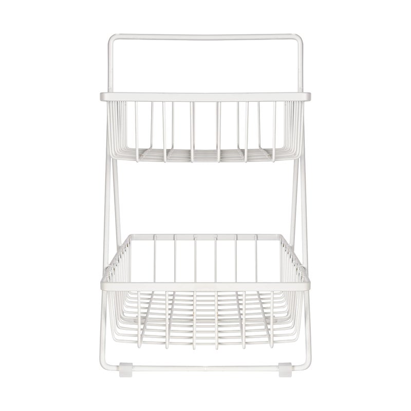 Appeasy 2-Tier Fruit & Vegetable Basket for Dining Table/Kitchen. Size(White),Solid - Image 3