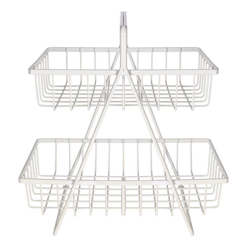 Appeasy 2-Tier Fruit & Vegetable Basket for Dining Table/Kitchen. Size(White),Solid - Image 4