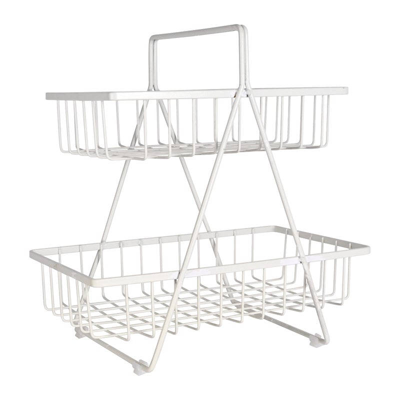 Appeasy 2-Tier Fruit & Vegetable Basket for Dining Table/Kitchen. Size(White),Solid - Image 1