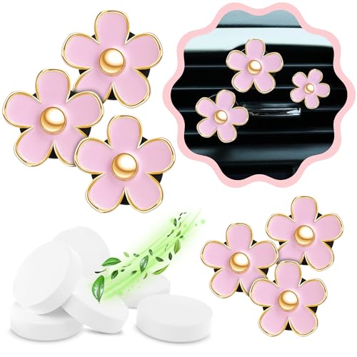 Zadin 6 Pieces Daisy Car Decoration Flower Air Vent Clip Air Conditioning Outlet Clip Car Air Freshener Clip Car Interior Decor Charm Colorful Interior Accessories for Girls Women - Image 1