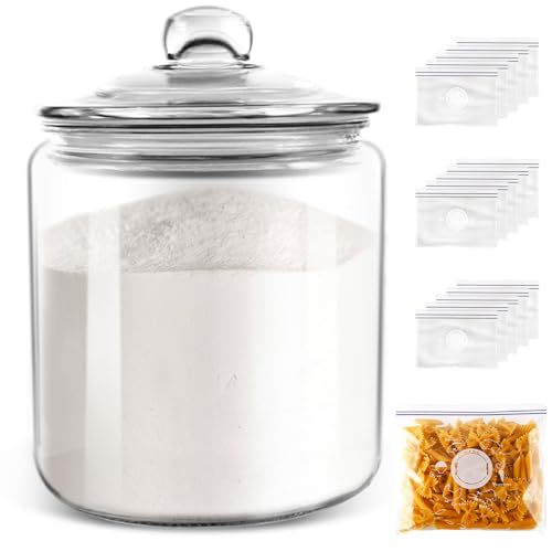 Masthome 1 Gallon Glass Jar with Lid,Large Glass Cookie Jar,Wide Mouth,Dishwasher Safe,Large Clear Jar,Storage Containers with Lids For Flour,Nuts,Cookies,Snacks-Send 15pcs Food Storage Bags - Image 1