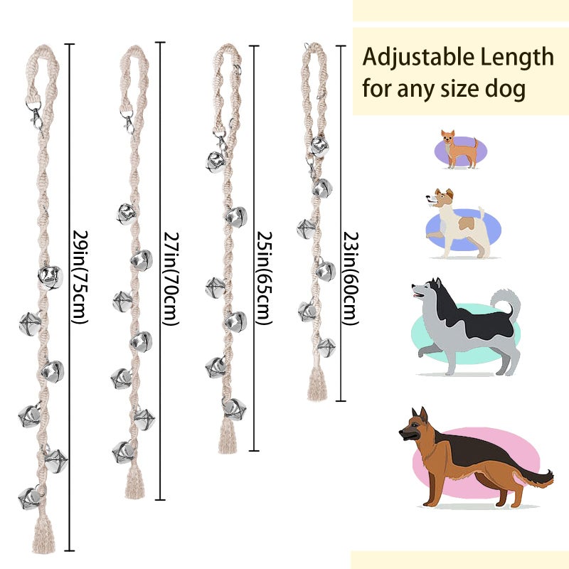 GINIDEAR Dog Bells to Go Outside & Puppy Potty Training, Adjustable Dog Door Bell Ring to Go Potty, Handmade with Premium Yarn. Twisted Style, Beige 2 Count - Image 5