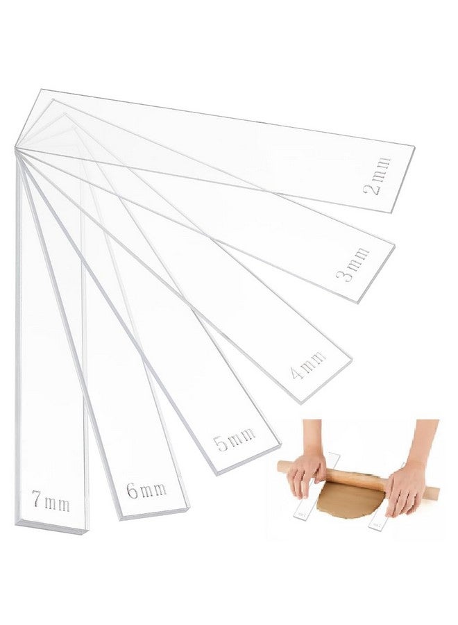 BENECREAT 12Pcs 6 Size Acrylic Polymer Clay Depth Guide Set, 2,3,4,5,6,7Mmadjustable Clay Rolling Pin Guide With Protective Film For Polymer Earrings, Roller Depth Guides - Image 1