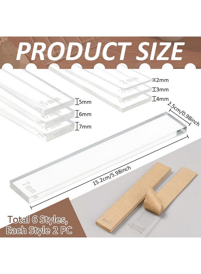 BENECREAT 12Pcs 6 Size Acrylic Polymer Clay Depth Guide Set, 2,3,4,5,6,7Mmadjustable Clay Rolling Pin Guide With Protective Film For Polymer Earrings, Roller Depth Guides - Image 2