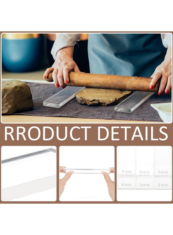 BENECREAT 12Pcs 6 Size Acrylic Polymer Clay Depth Guide Set, 2,3,4,5,6,7Mmadjustable Clay Rolling Pin Guide With Protective Film For Polymer Earrings, Roller Depth Guides - Image 4