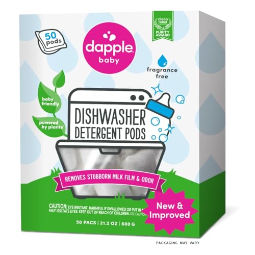 Dapple Baby Dishwasher Pacs Hypoallergenic Dishwasher Pods Powered by Plants Removes Milk Residue Odor on Dishes Baby Bottles Kitchenware Fragrance Free 50 count - Image 2