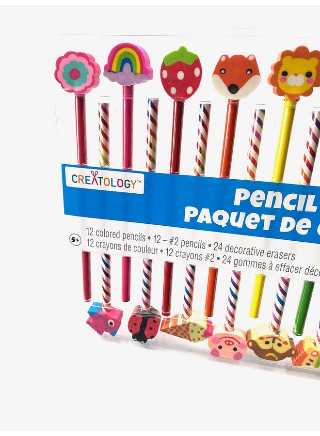 Creatology 48 Piece Pencil Party Pack! Includes 12 Colored Pencils, 12 No 2 Pencils, And 24 Fun Shaped Erasers! Perfect Back To School Item! Makes A Great Gift For An Artist! - Image 3
