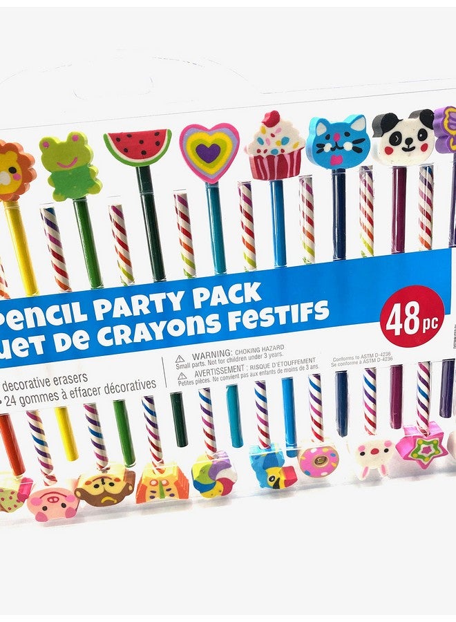 Creatology 48 Piece Pencil Party Pack! Includes 12 Colored Pencils, 12 No 2 Pencils, And 24 Fun Shaped Erasers! Perfect Back To School Item! Makes A Great Gift For An Artist! - Image 4